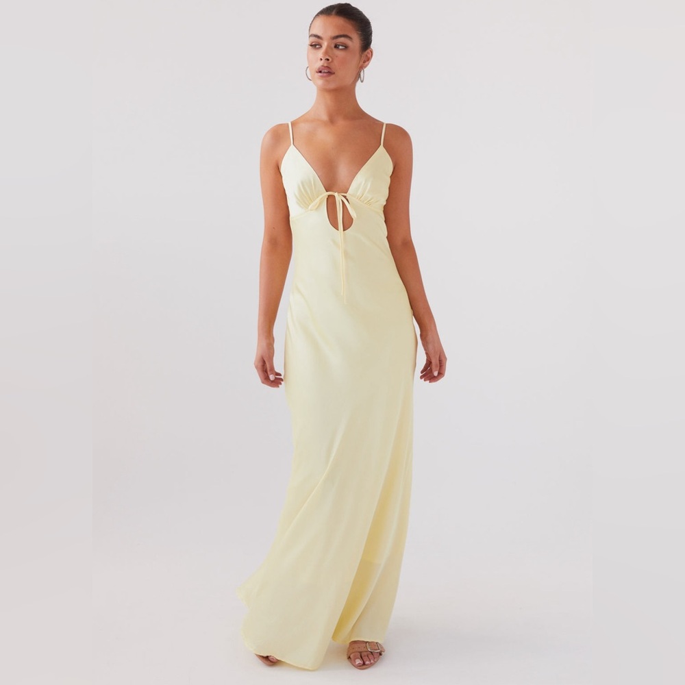 Peppermayo Flora Satin Maxi Dress - Lemon